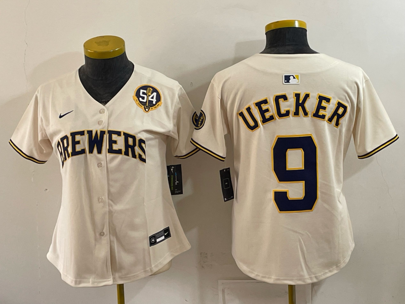 Women 2026 Milwaukee Brewers #9 Uecker cream Game Nike MLB Jersey 100402